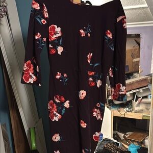 Old Navy Floral Mini Dress - Black with Red and Blue Accents